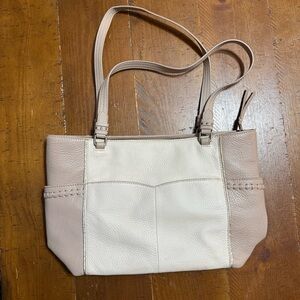 The Sak Elegant Cream and Tan Leather Tote Bag preowned